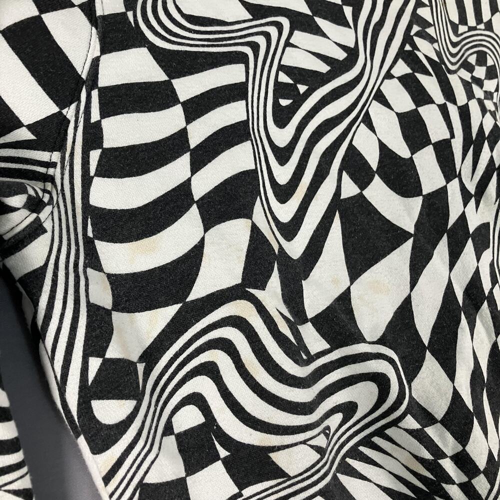 Wild Fable‎ Sweatshirt Womens Large Black White Trippy Checkerboard Crewneck - Picture 5 of 15
